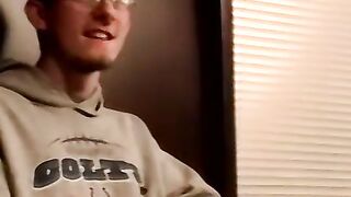 Two amateur freaks jerk off together in a cheap motel room