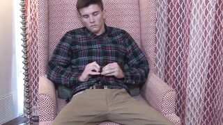 Muscular army jock teasing and jerking off his hard boner