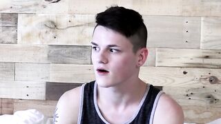 Inked twink dildos his ass and jerks off until he cums hard