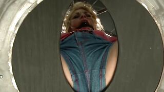 Blonde locked in brid cage then fucked