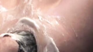 His legs spread, his hard cock bouncing back and forth, open and wide for his top, wh