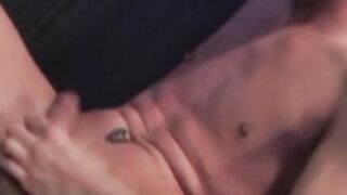 His legs spread, his hard cock bouncing back and forth, open and wide for his top, wh