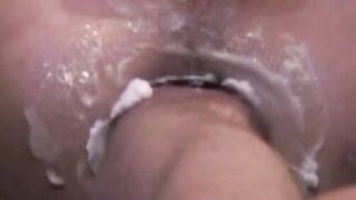 His legs spread, his hard cock bouncing back and forth, open and wide for his top, wh
