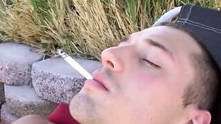 Hardcore smoker JD Phoenix rubs his horny cock while burning multiple cigarettes