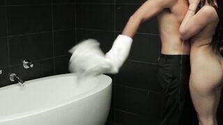 Busty Dani Daniels was taking a bath when her man surprised her with his swollen cock