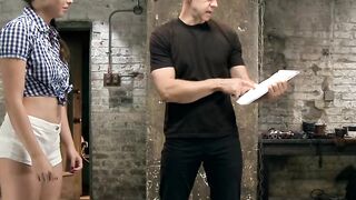 Bound slave Casey Calvert ass hooked and pussy fingered