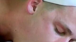 Lusty gay sailor licks a cock and receives anal railing