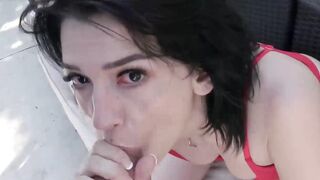 Busty Riley Jean rides stepbrothers cock and eats his cum