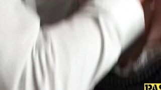 Submissive maid swallows cum as Pascal White pounds her hard