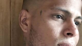 Bronze skinned Marcus strokes my cock so I can squirt cum on his handsome face