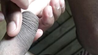 Bronze skinned Marcus strokes my cock so I can squirt cum on his handsome face
