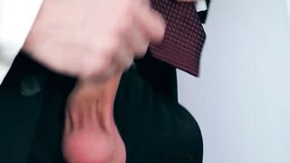 Classy hunk Franky Fox drills suit tailor raw as payment