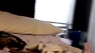 Good looking amateur guy strokes his big dick in the bedroom