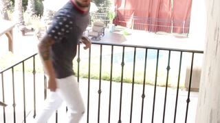 Four horny guys banging raw and sucking hard on the couch