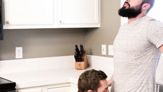 Bearded muscular stud barebacks his gay jock buddy