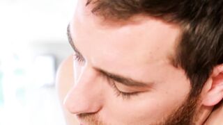 Bearded muscular stud barebacks his gay jock buddy