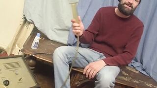 Bearded dude Mickey Waters is enjoying his cock and shooting off a hot load
