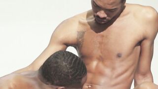 Bottom Chy The Freak slobbers all over Mack Daddys cock before raw riding it