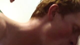 Kinky men moans inside the bathroom while barebacking