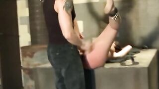 Tied up Cassandra Nix fucked and cum sprayed by costumed guy