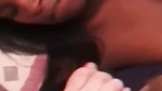Busty ebony babe Peaches cum sprayed after hard pounding