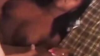 Busty ebony babe Peaches cum sprayed after hard pounding