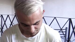 Bisexual blonde Juan Cruz offered money to make my throbbing cock wet