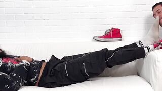 Braided hair Diablo got his feet and socks sniffed and sucked by lustful Dan Edwards