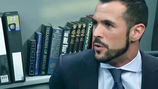 Suit and tie Denis Vega pounded doggystyle after deepthroat