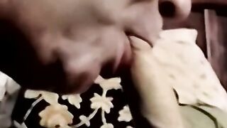 Hungry cock guzzler invites amateur guy to suck him off