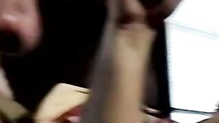 Hungry cock guzzler invites amateur guy to suck him off