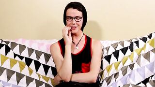 Young bitch uses dildo on his tight ass and tugs on his cock