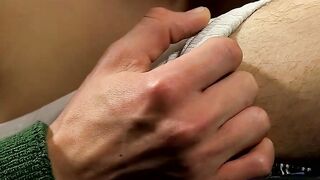 Skinny gay has his feet kissed before barebacking his man