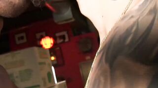 Bald Anthony Wood got a pleasing pounding bareback from Mathew Grande