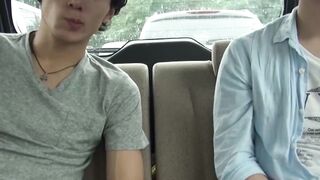 Naughty Asian Manabu strokes Kais hairy cock and tastes his jizz