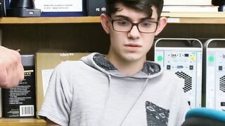 Sweet teen shoplifter stripped and banged by horny gay guard