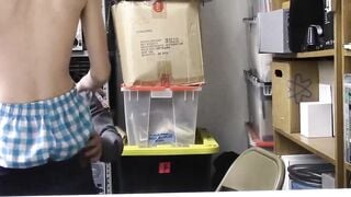 Sweet teen shoplifter stripped and banged by horny gay guard