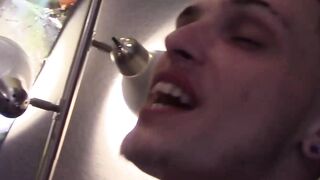 Tattoed hunk enjoys a hot and deep blowjob from twink