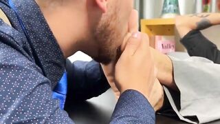 MaleFeetXXX.com - Dan Edwards impressed by Johnny Hazzard's expert feet sucking and w