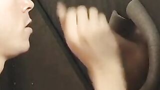 Horny tattooed twinks rimming and cock sucking at glory hole