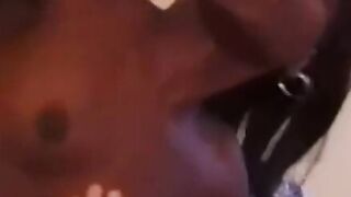 Ebony babe sprayed with cum after BJ and hard dick pounding