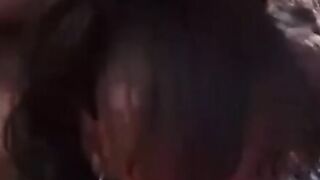 Ebony babe sprayed with cum after BJ and hard dick pounding