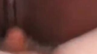 Ebony babe sprayed with cum after BJ and hard dick pounding