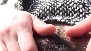 Japanese babe shows off her hairy pussy and little ass hole