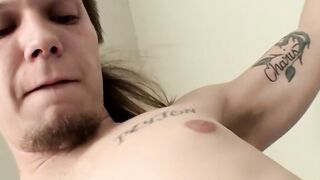 Steamy about to become a gay toy sucks his own big hard cock