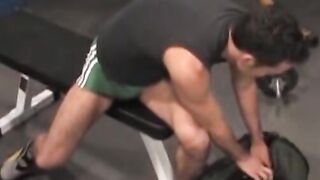 Back in the gym, creamy redhead Tim Rusty pumps away at thepreacher curl while Joey O