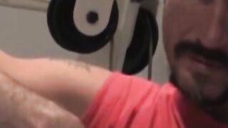 Back in the gym, creamy redhead Tim Rusty pumps away at thepreacher curl while Joey O