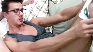 Horny buddies Dimitri and Seth Roberts rubbed their cock and fuck the fleshjack toget