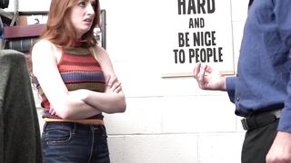 Redhead Aria Carson banged and creampied for shoplifting
