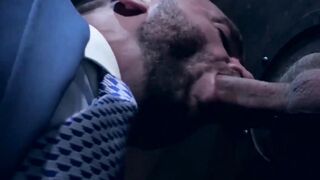 PlayingMen.com - Classy hunk sucks a gloryhole cock before being hammered with intens